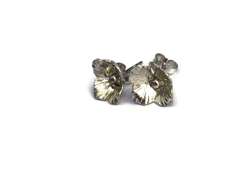 Wrinkly Poppy Hand Forged Stud Earrings