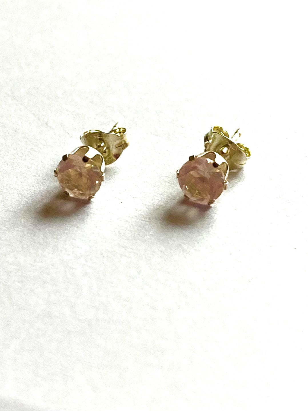Rose Quartz Sterling Silver Prong Studs