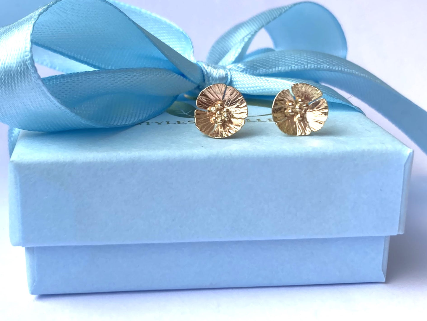 Always in Bloom - Gold Poppy Stud Hand Forged Earrings