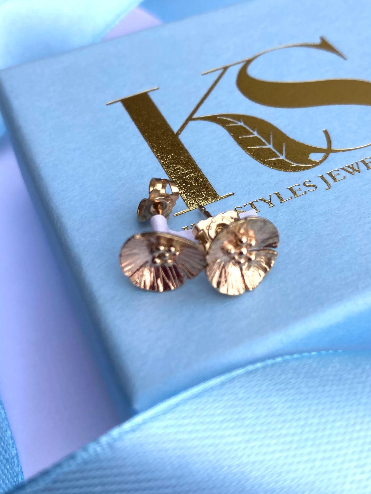 Always in Bloom - Gold Poppy Stud Hand Forged Earrings