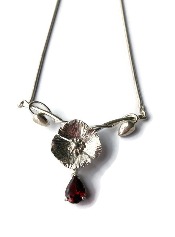 Poppy and Pear Shape Garnet necklace