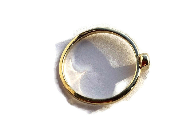 side view of 18ct yellow gold diamond simple engagement stacking ring
