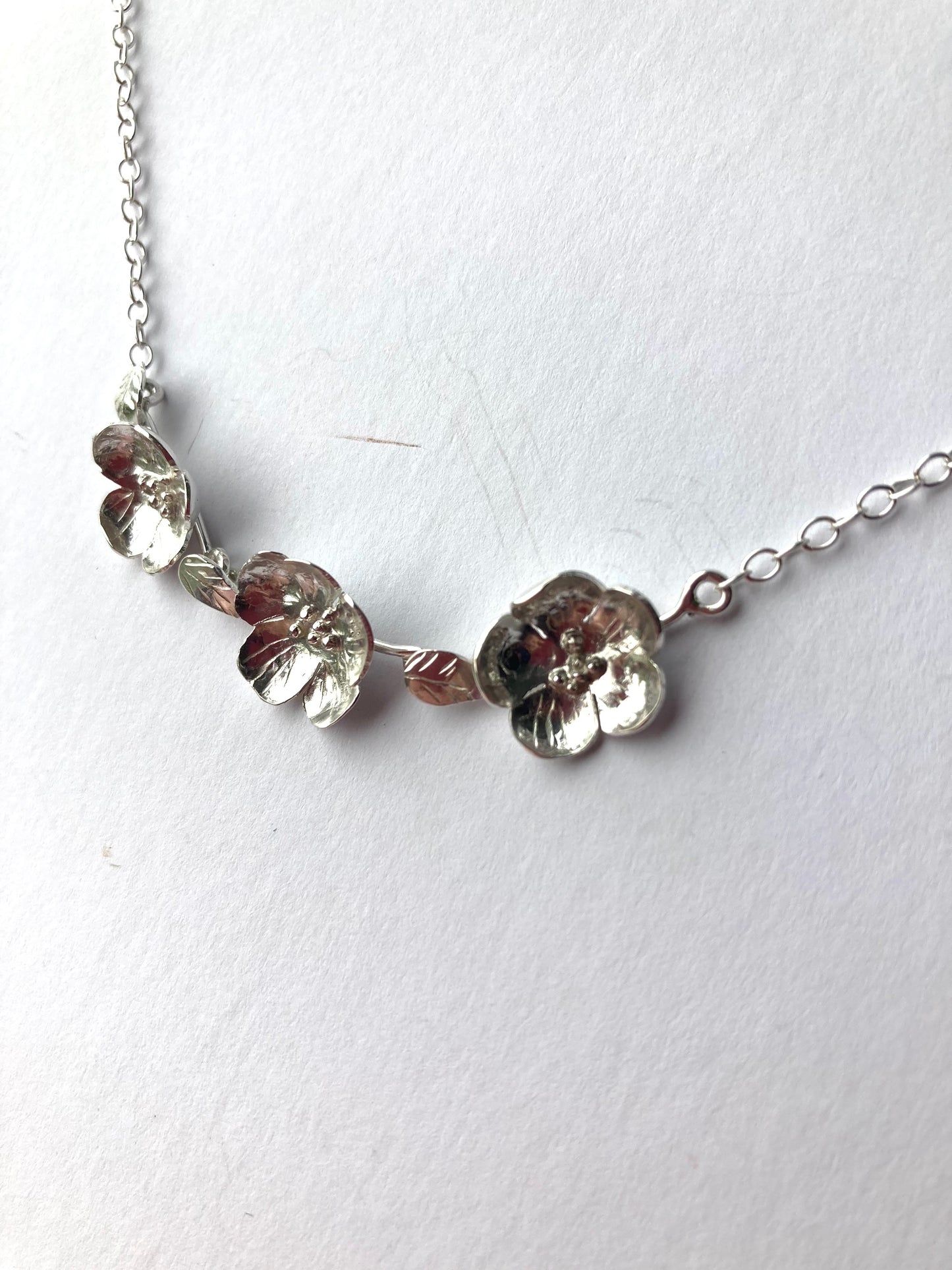 Hand Forged Floral Blossom Trio Necklace
