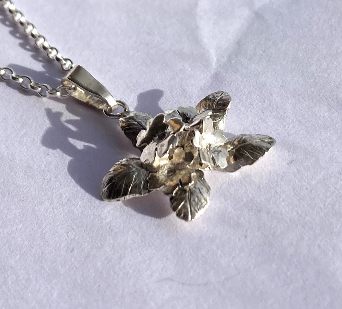 Tiny detailed Primrose Pendant, hand forged in sterling silver, One of a Kind