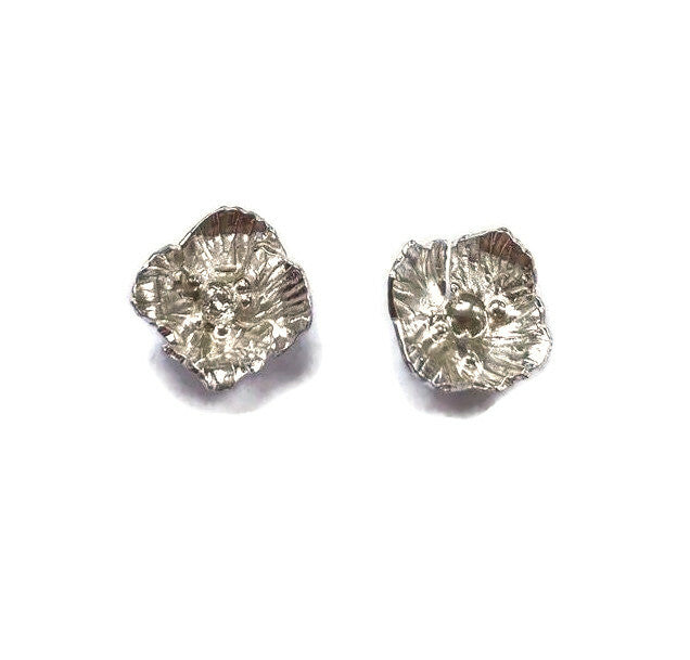 Wrinkly Poppy Hand Forged Stud Earrings