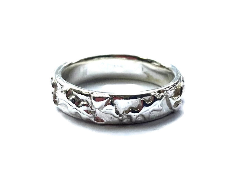 chunky nature theme unsex wedding ring on white background