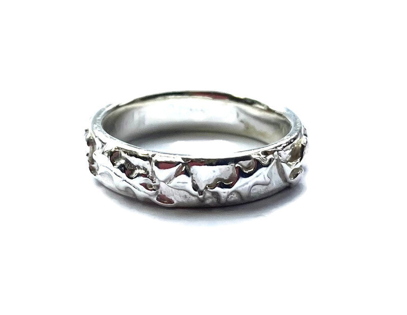 chunky floral wedding ring on white background