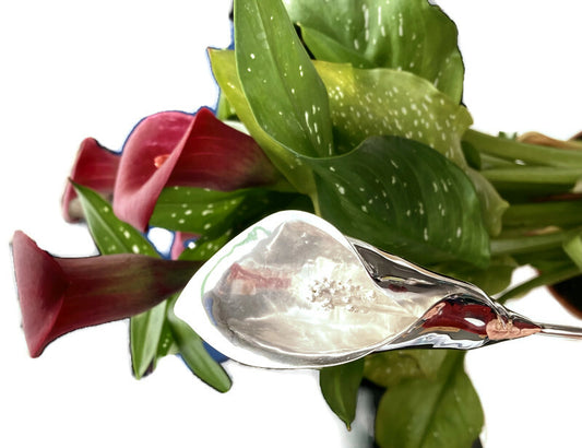 red cala lilies with sterling silver hand forged cala lily by Kim Styles Jewellery