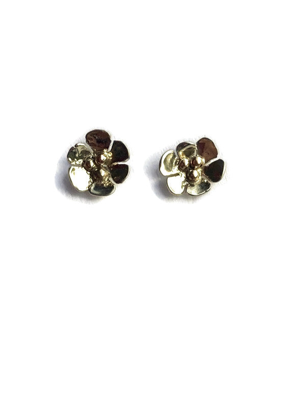 White and Rose Gold Flower Stud Earrings