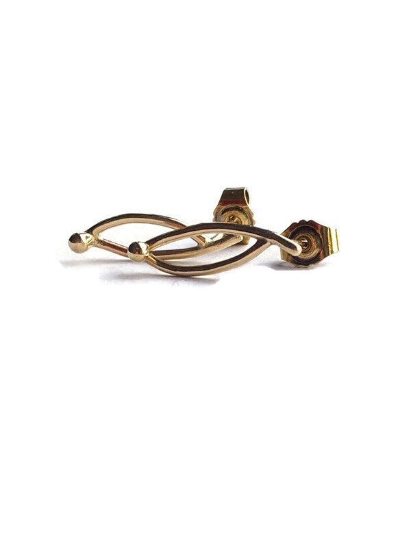 Gold line stud earrings by Kim Styles Jewellery on white background