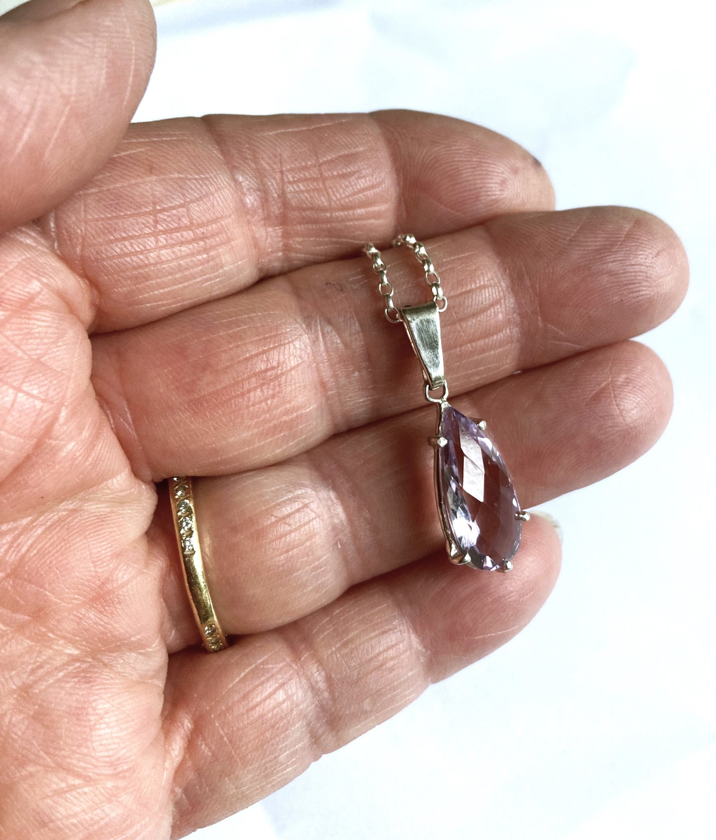 Lilac Amethyst Pear Shape Drop Pendant