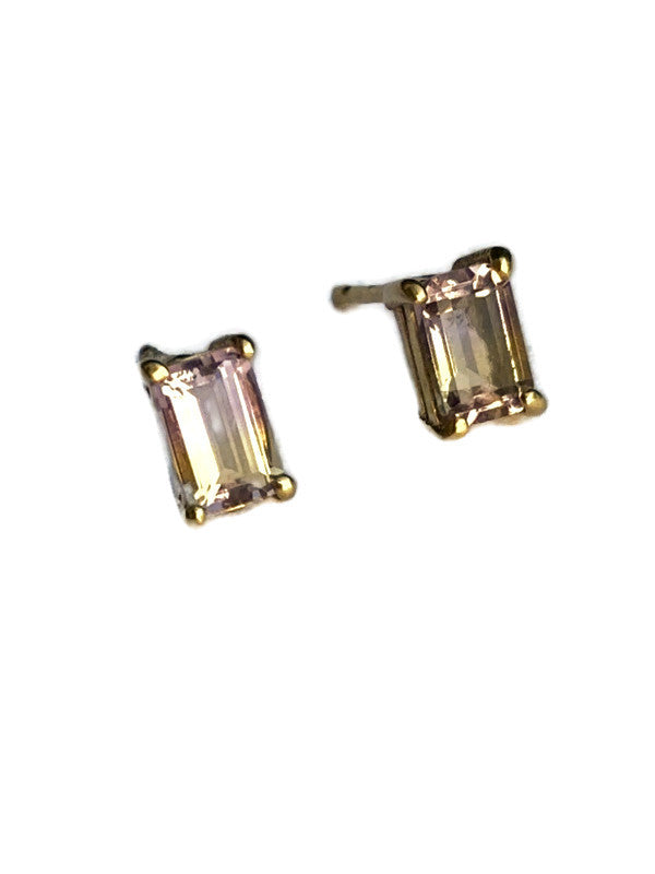 ametrine emerald cut gold earrings