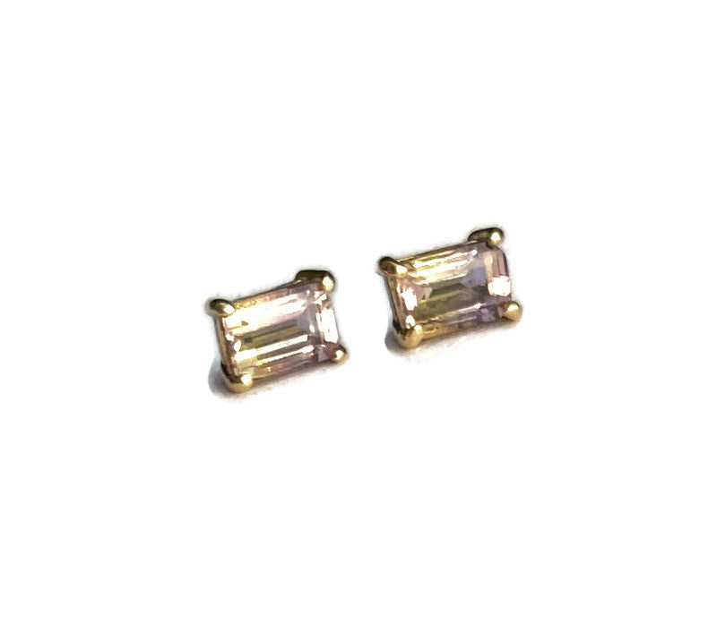 ametrine oblong stud gold earrings