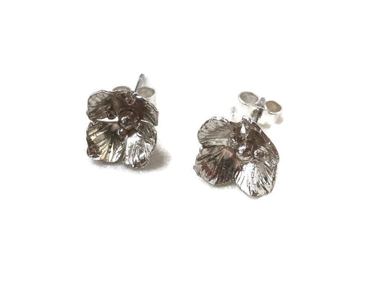 Always in Bloom - Wrinkly Poppy Hand Forged Stud Earrings