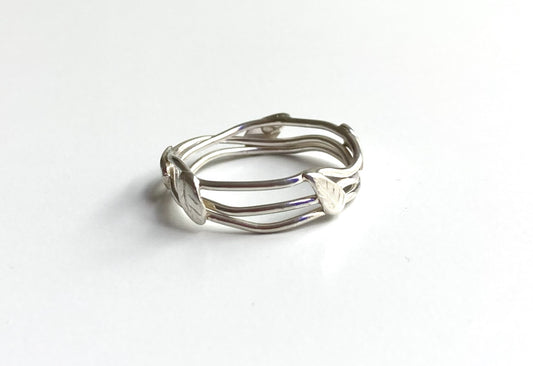entwined garden leaf ring handmade in sterling silver