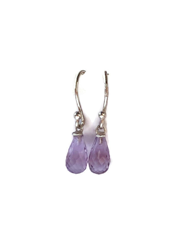 Amethyst Briolette Hook Drop Earrings