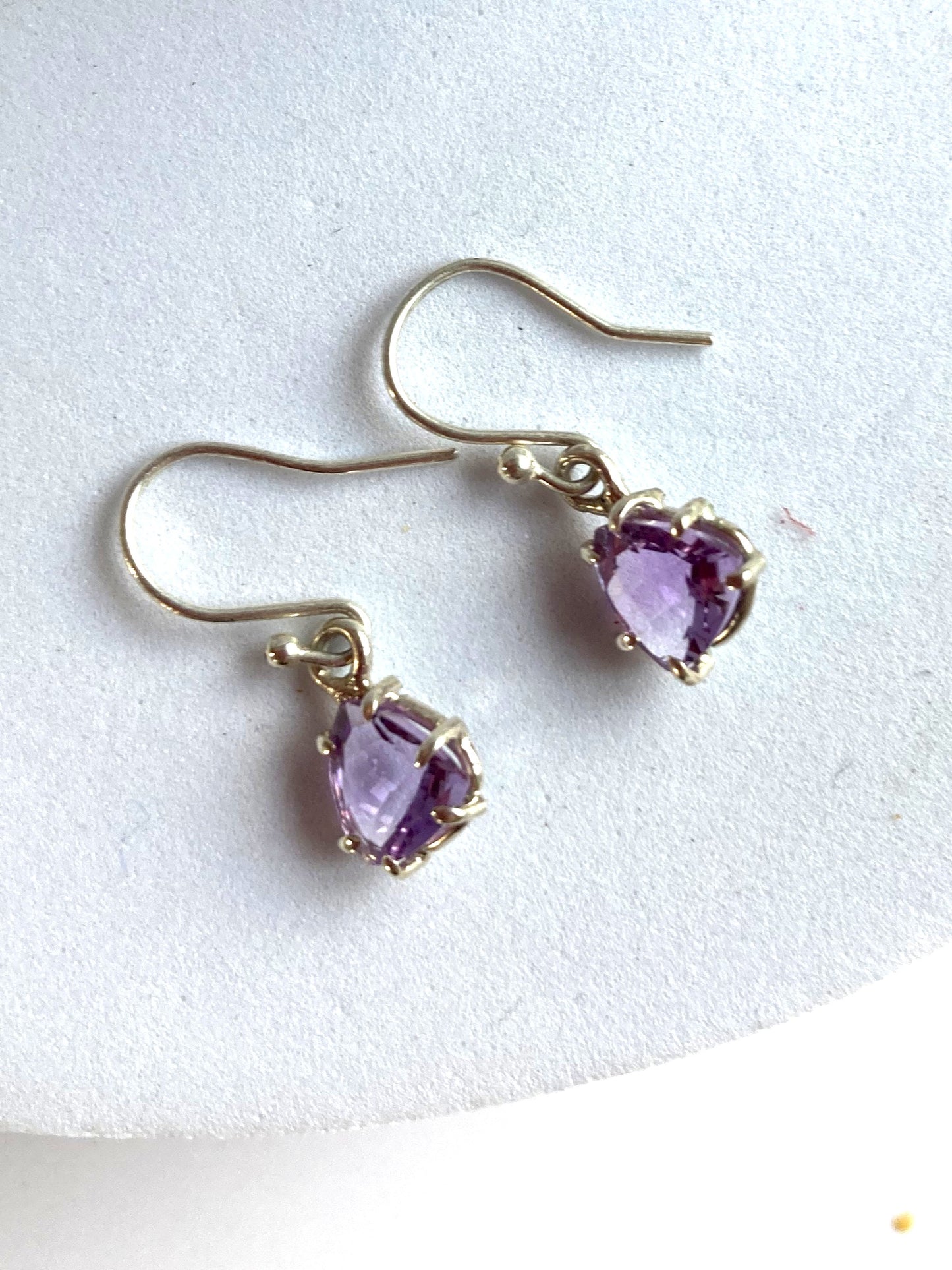 Amethyst Trillion Claw Set Drop Earrings