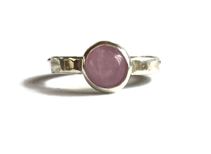 Cabochon Pink Kunzite Solitaire Ring