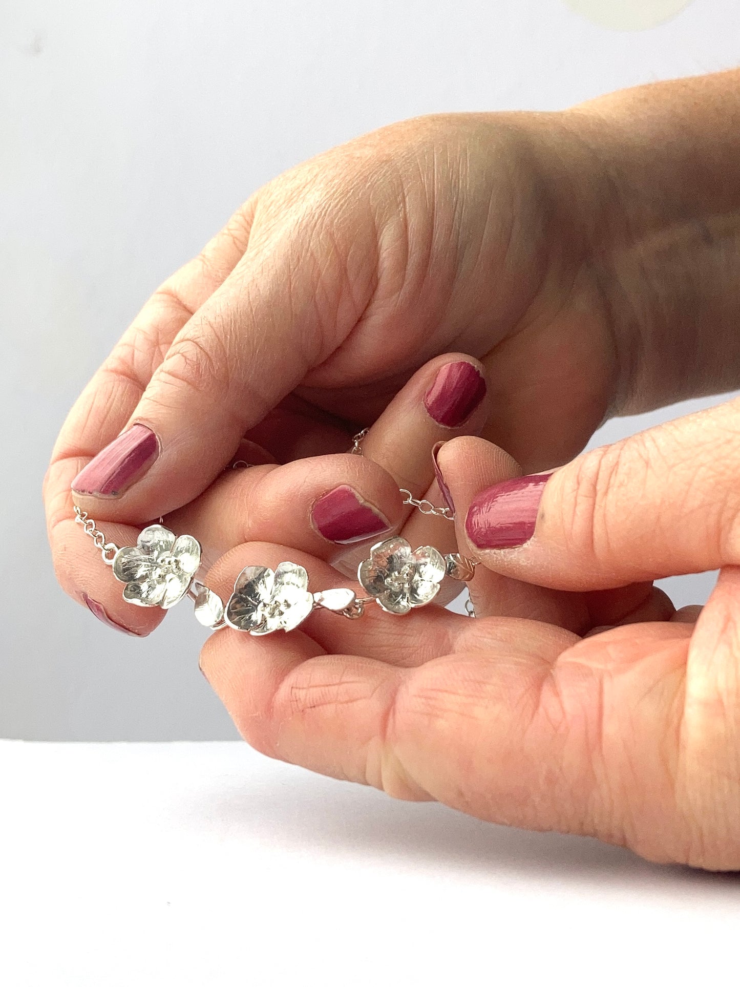 Hand Forged Floral Blossom Trio Necklace