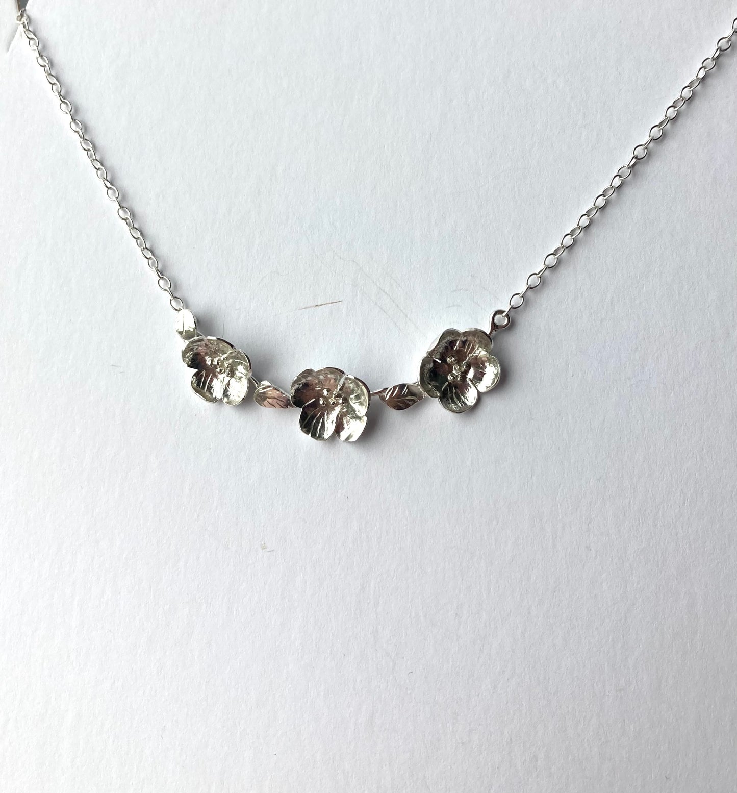 Hand Forged Floral Blossom Trio Necklace