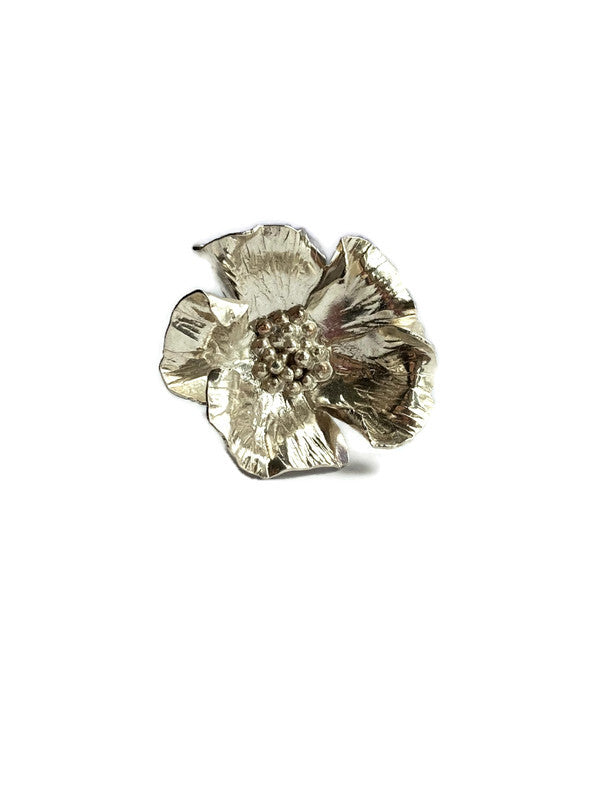free form hand forged poppy cocktail ring by Kim Styles Jewellery, on  white background