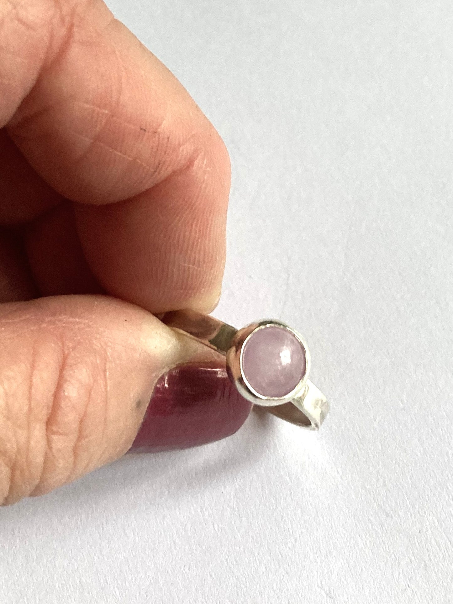 Cabochon Pink Kunzite Solitaire Ring