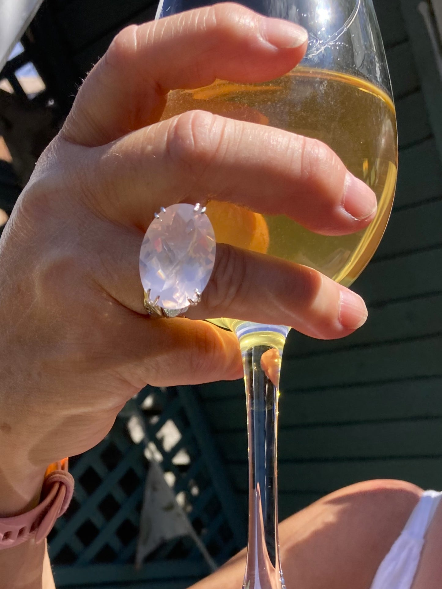 Fabulous Chequerboard Cut Rose Quartz Cocktail Ring with Leaf Details