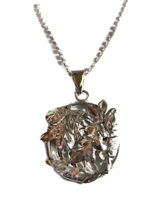 Greenwood Collection Autumn Leaf Medley Pendant with Gold Heart Detail