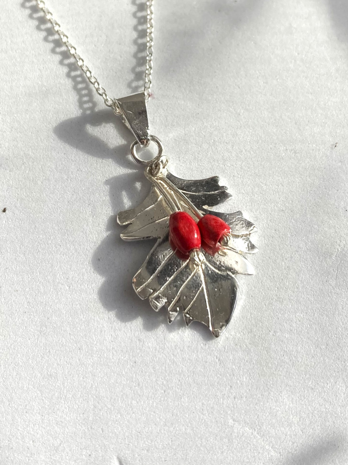 Greenwood Collection Medium Hawthorne and Red Berry Pendant Necklace