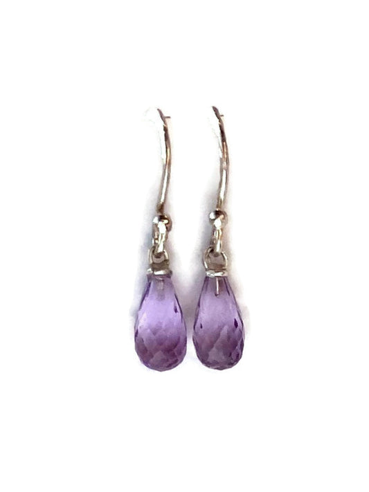 Amethyst Briolette Hook Drop Earrings