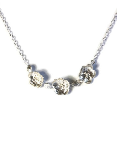 Hand Forged Floral Blossom Trio Necklace