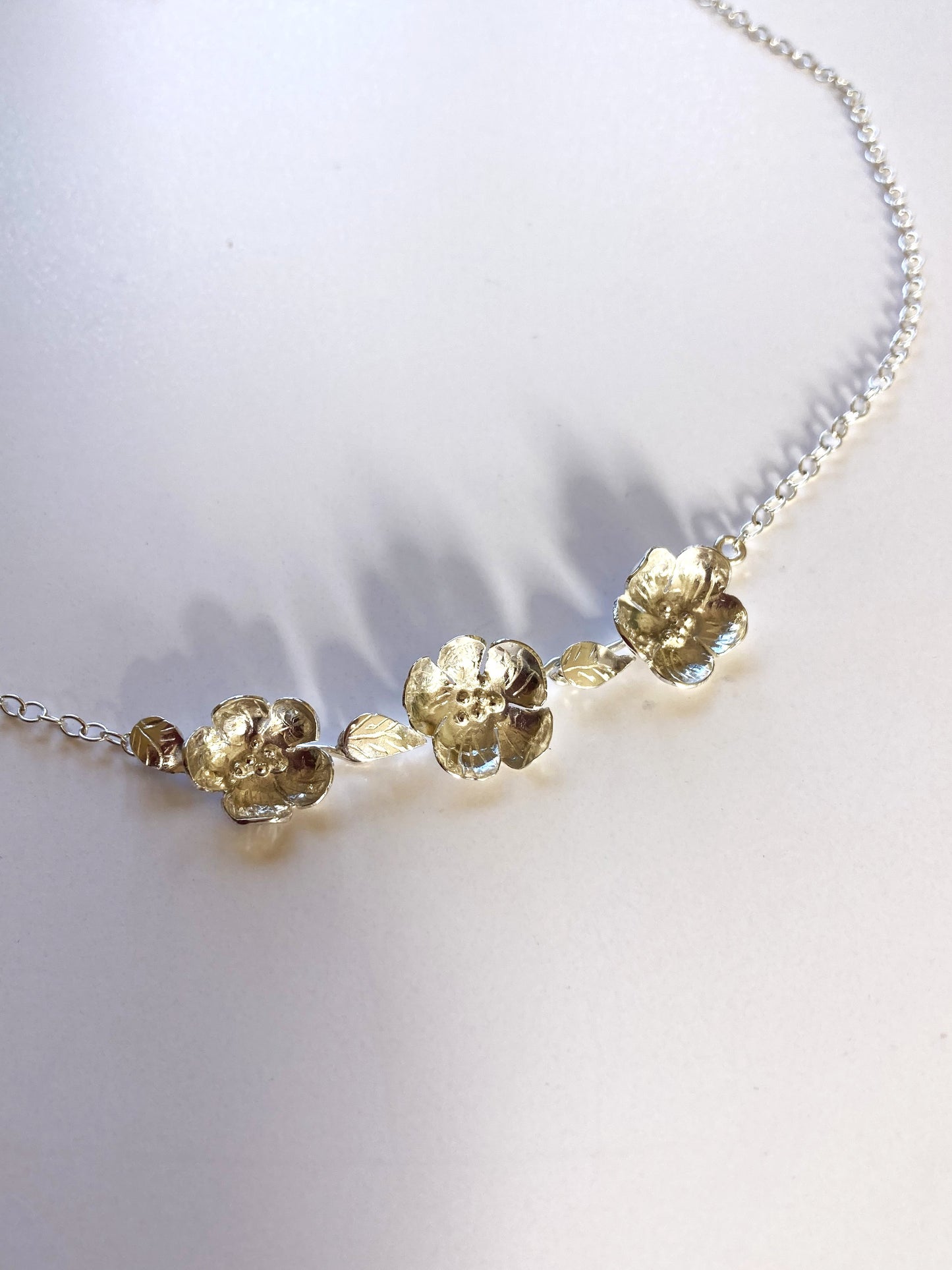 Hand Forged Floral Blossom Trio Necklace