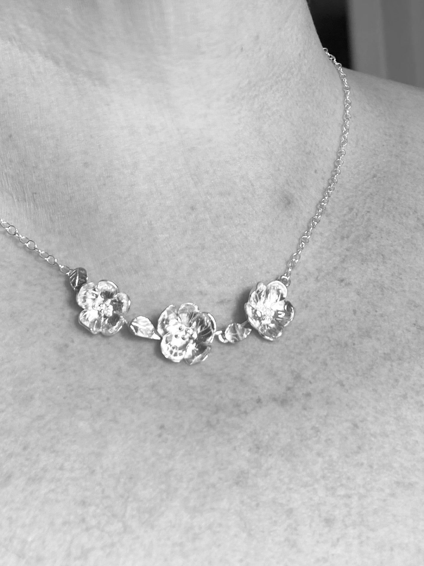 Hand Forged Floral Blossom Trio Necklace