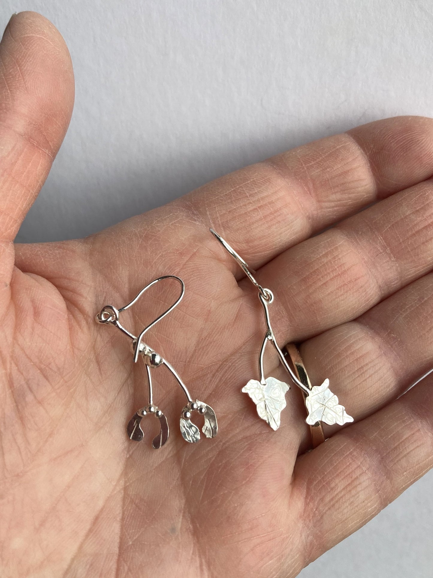 Mistletoe and Vine Mismatched Drop Earrings