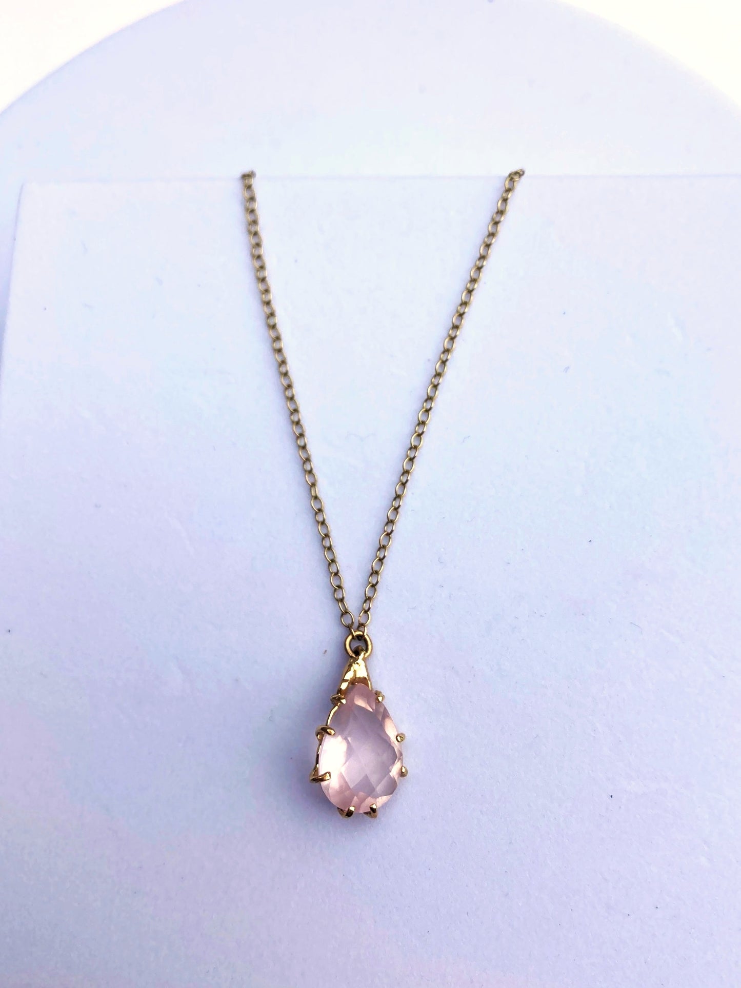 Pink Morganite Pear Shape Gold Pendant and Chain
