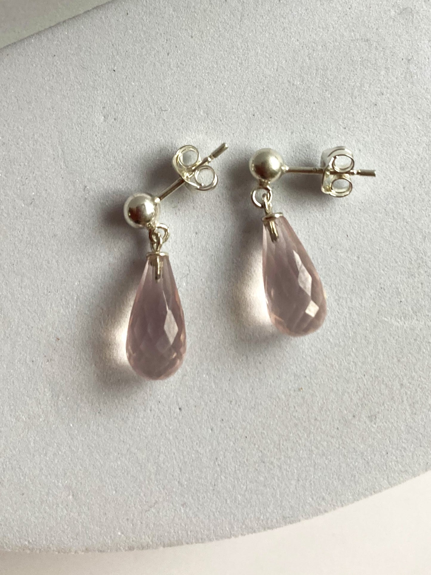 Rose Quartz Briolette Stud Earrings