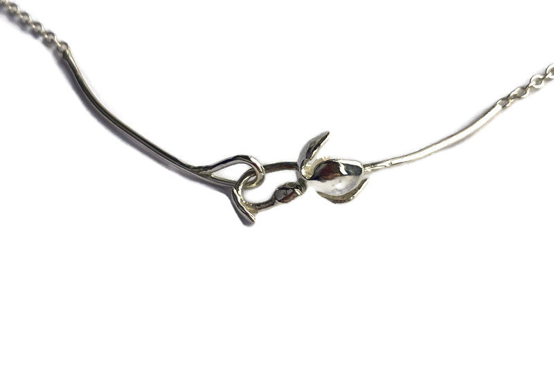 Unusual and Dainty Draped Single Snowdrop necklace