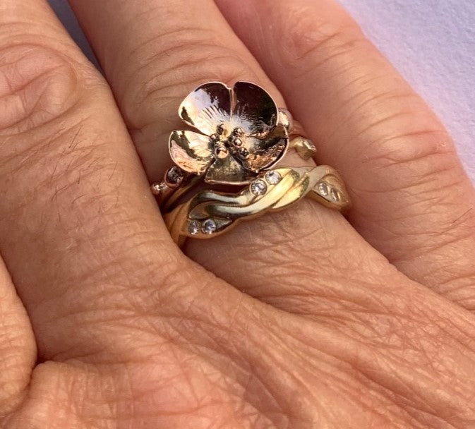 Rose gold Sakura Cherry blossom ring