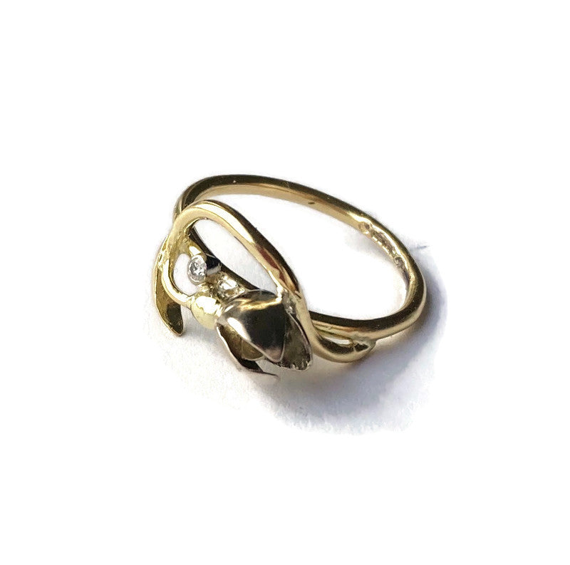 yellow gold ring in shape of a snowdrop flower